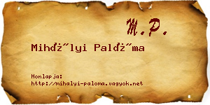 Mihályi Palóma névjegykártya
